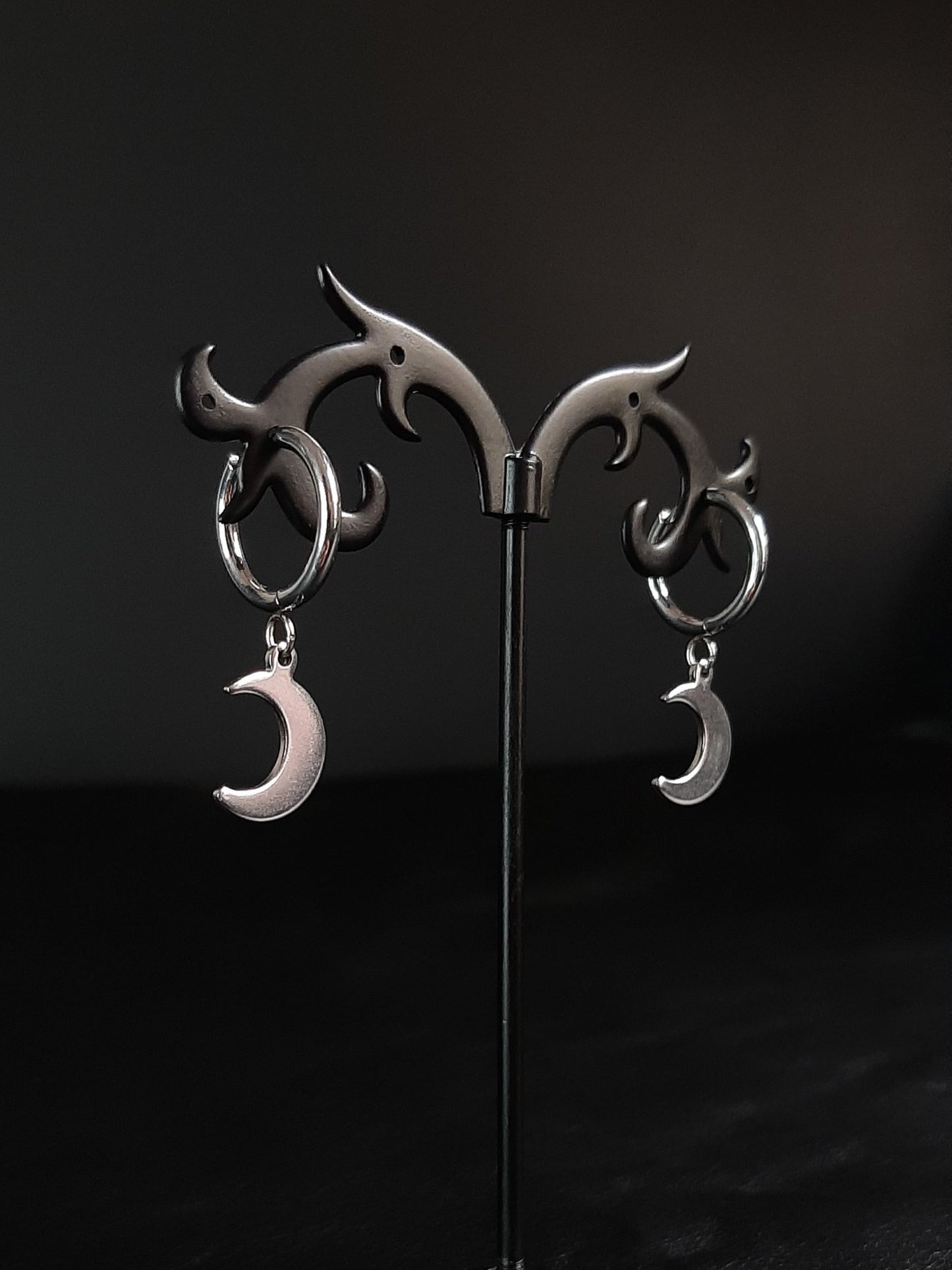 Luna ~ stainless moon clicker earrings