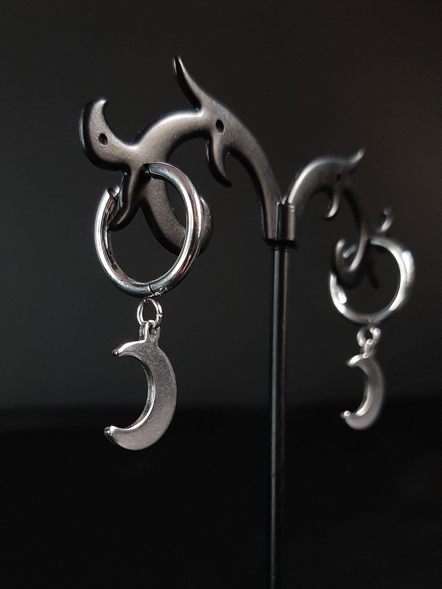 Luna ~ stainless moon clicker earrings