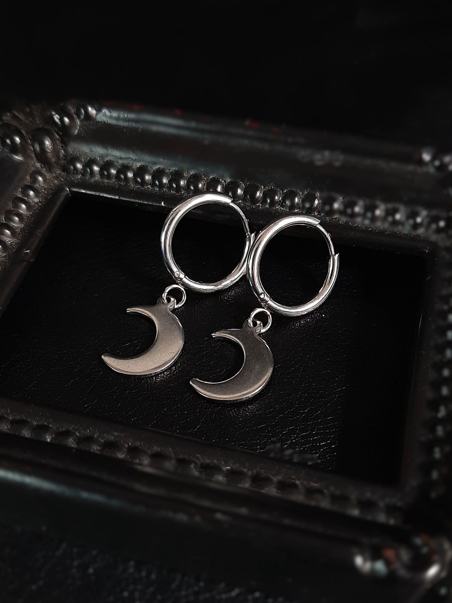 Luna ~ stainless moon clicker earrings