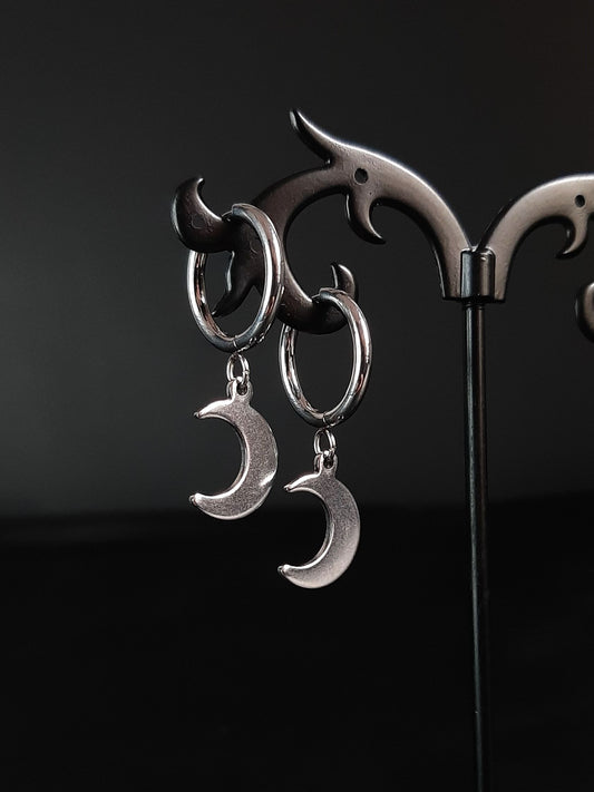 Luna stainless moon clicker earrings