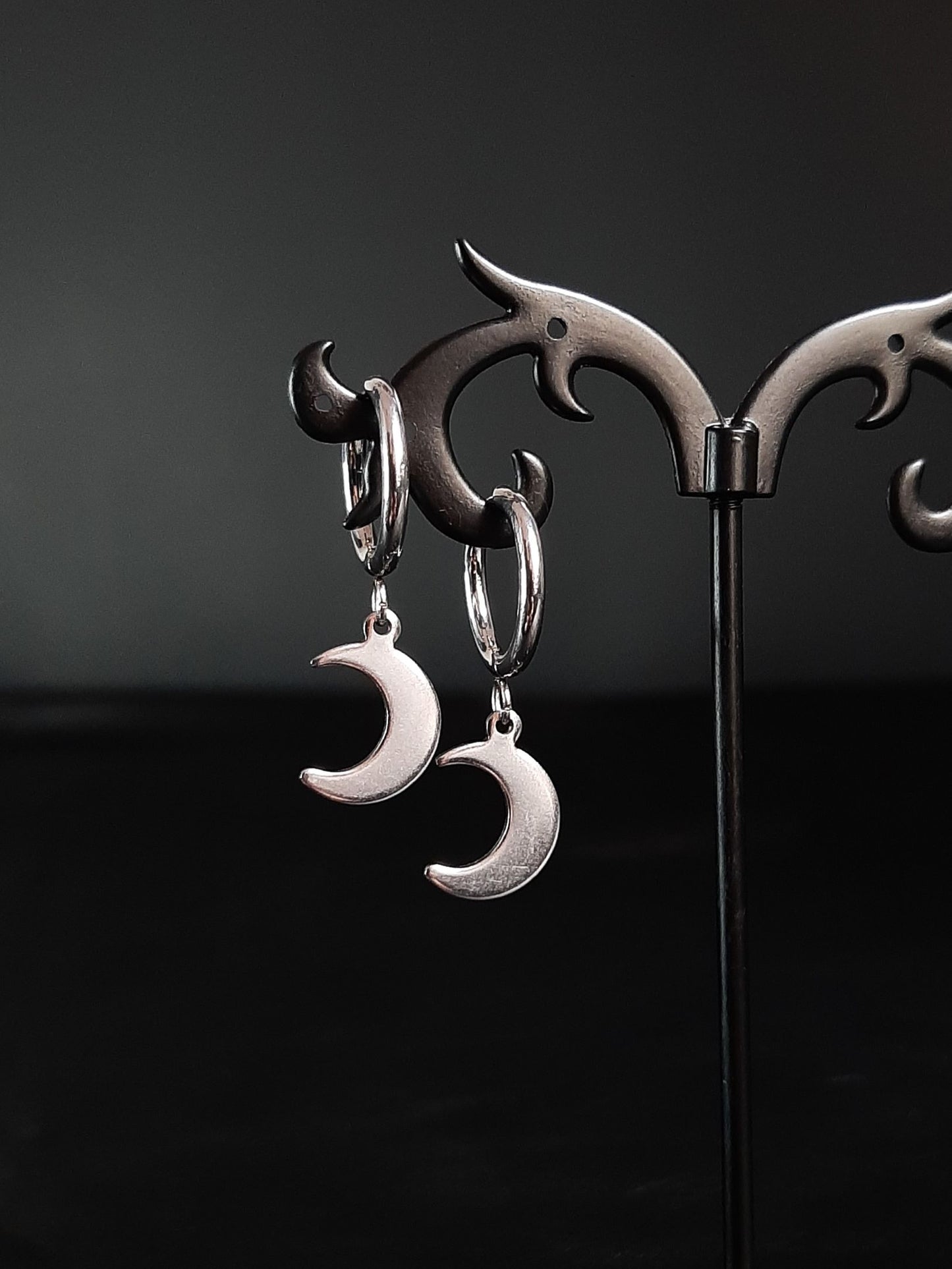 Luna ~ stainless moon clicker earrings