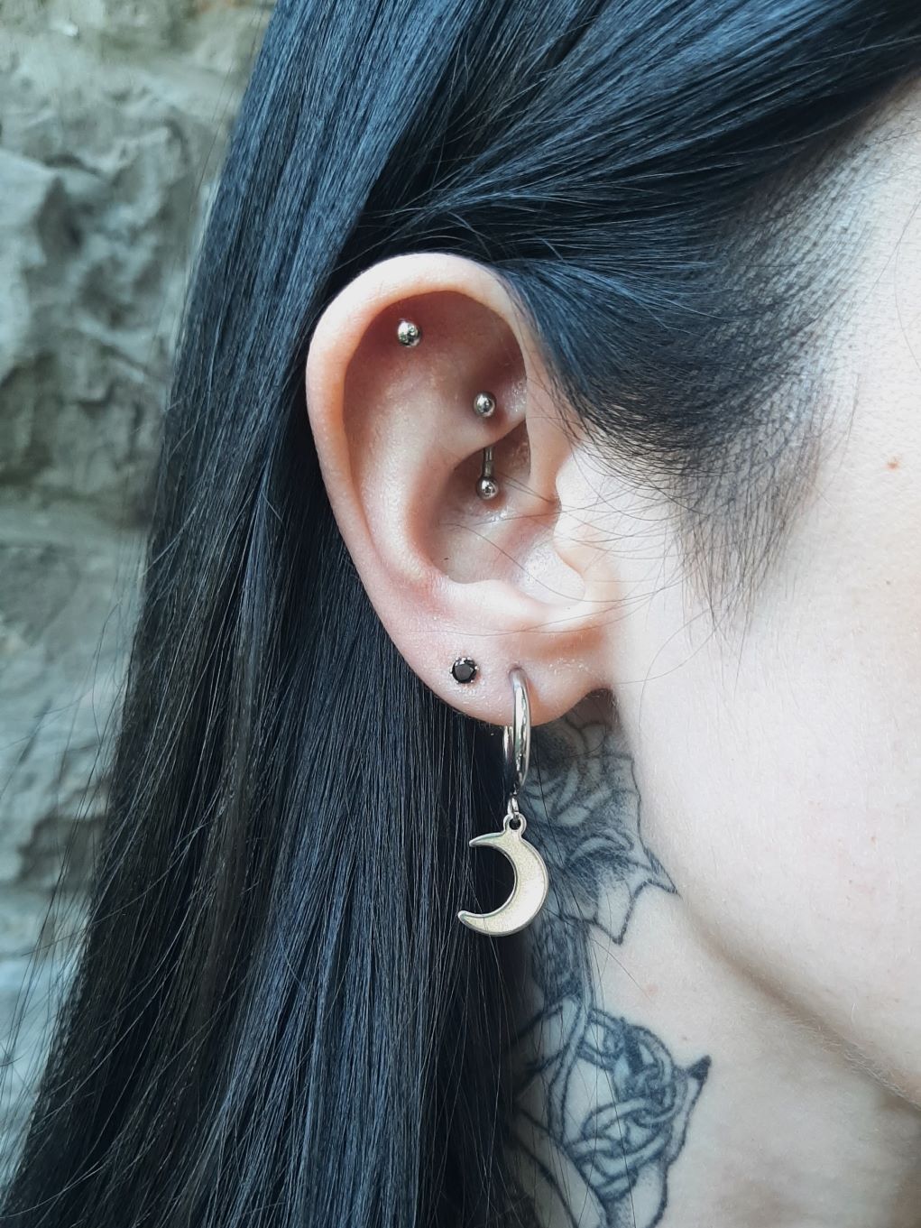 Luna ~ stainless moon clicker earrings