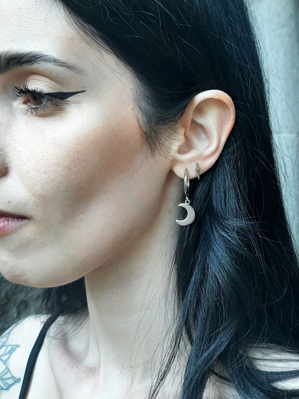 Luna ~ stainless moon clicker earrings