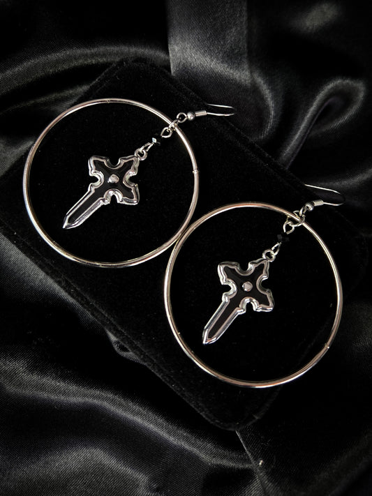 Last chance // SACRED Cross hoop earrings