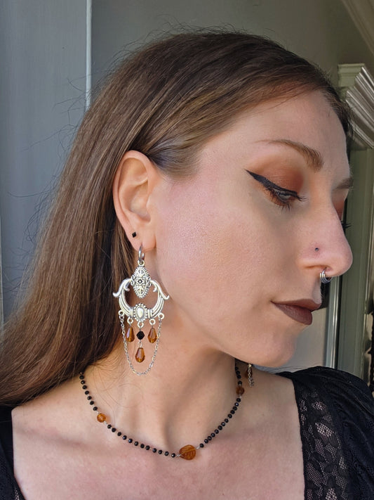 Chandelier amber earrings