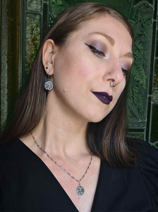 SERPENTINE Snake medallion earrings