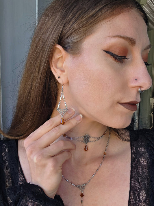 Filigree amber earrings