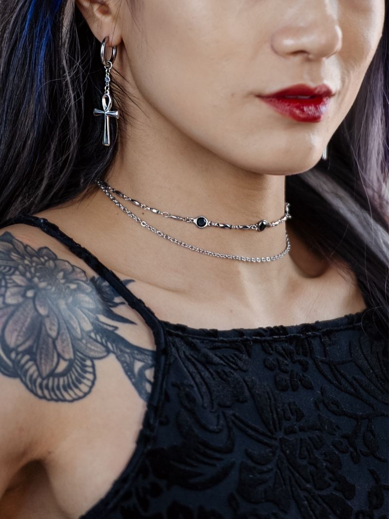 CRYPTIC double layer gem choker