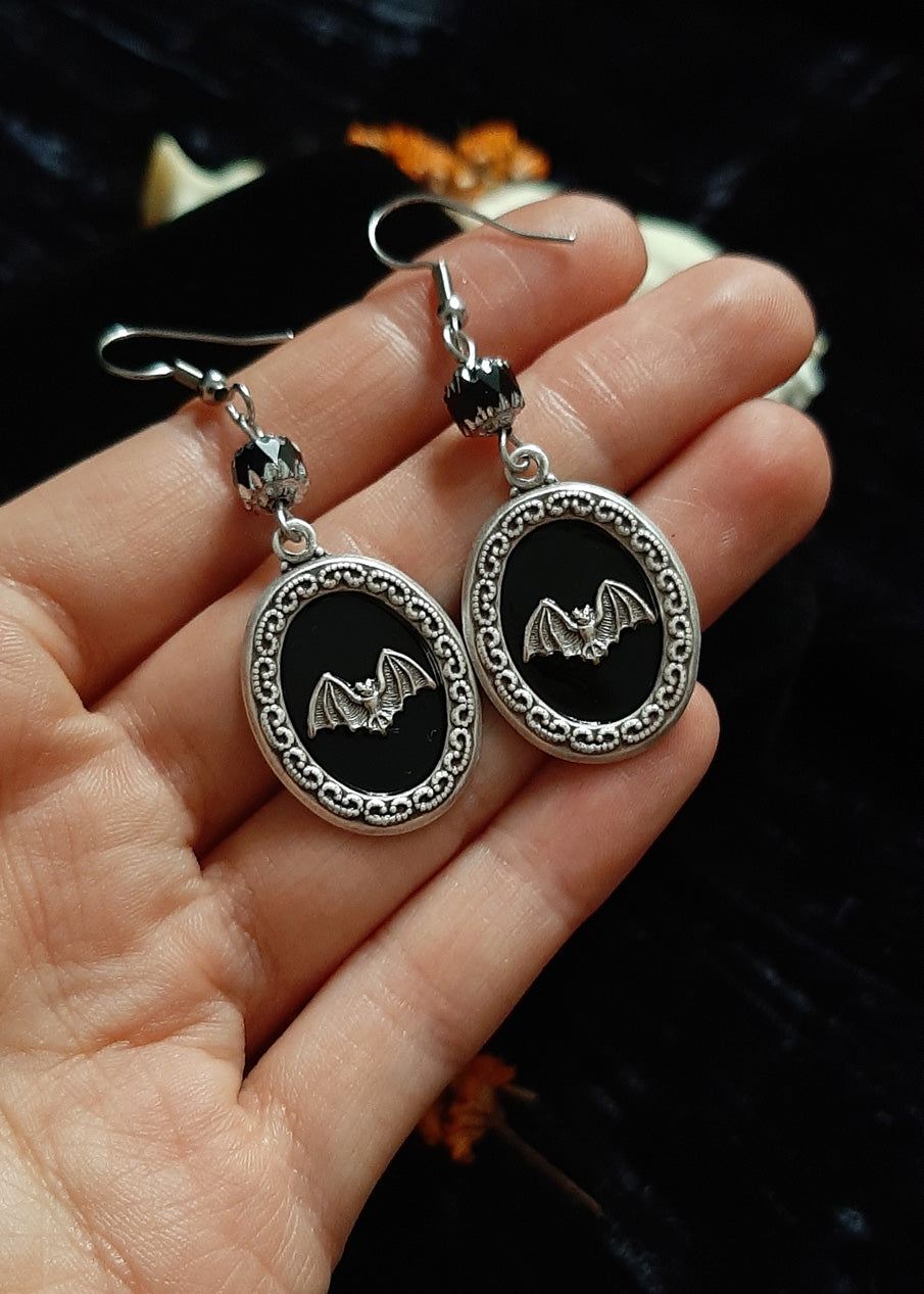 Bat cameos earrings