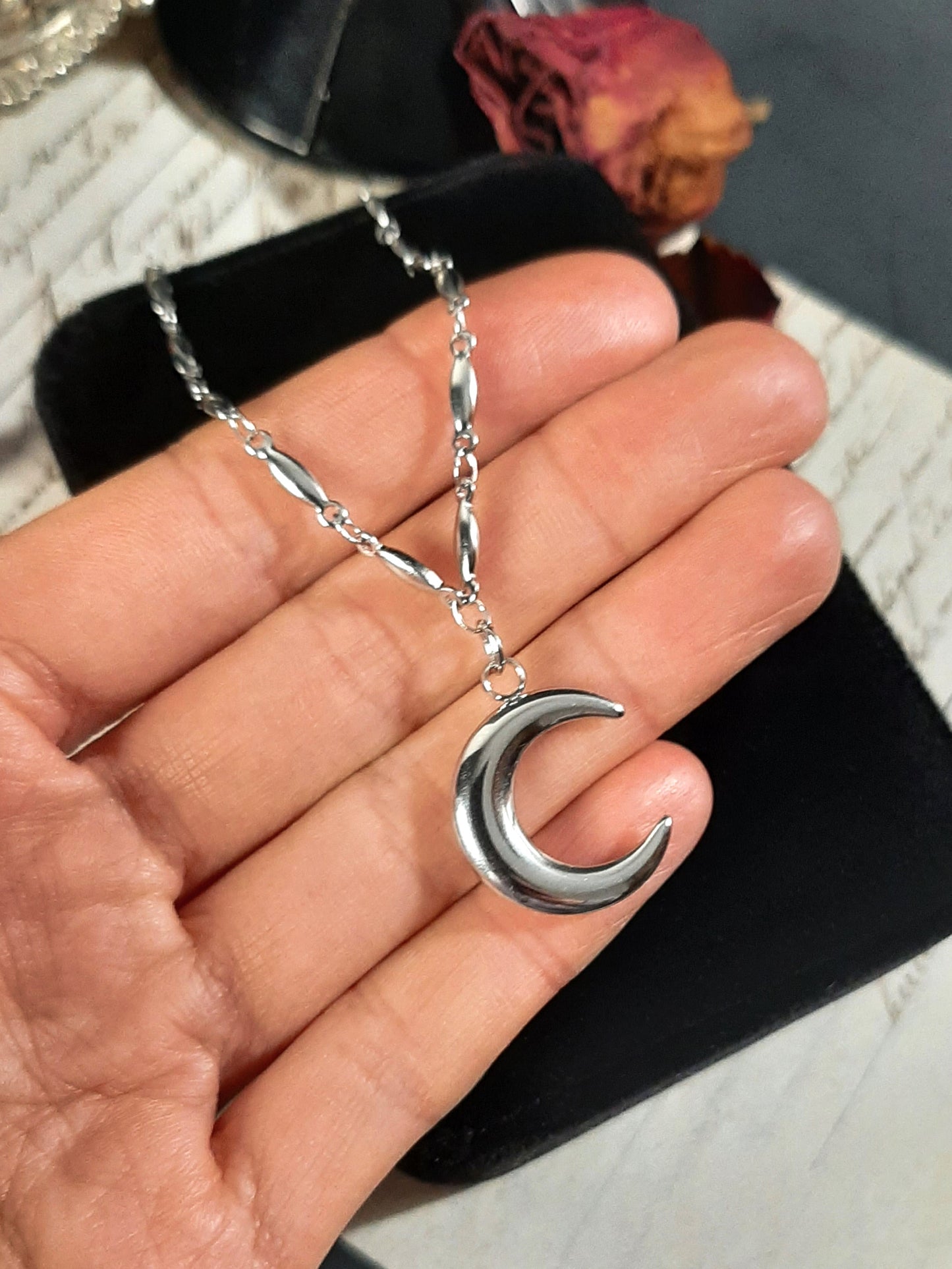 Moon stainless steel choker necklace