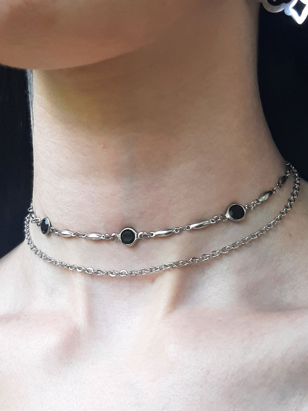 Cryptic ～ Double layer gem choker 𝕺𝖓𝖊 𝖑𝖊𝖋𝖙 !