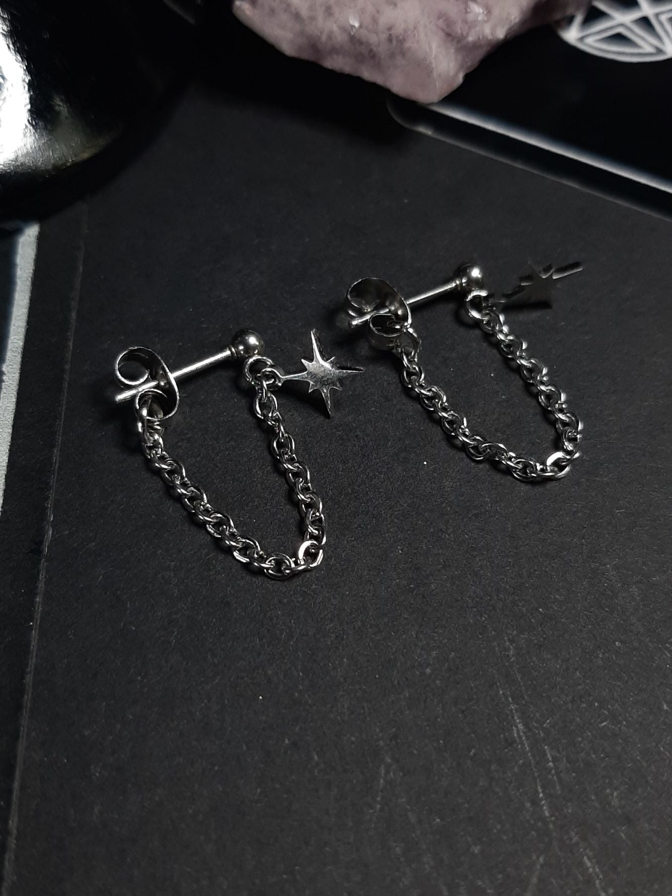 Shimmer ～ Spark chain stud earrings