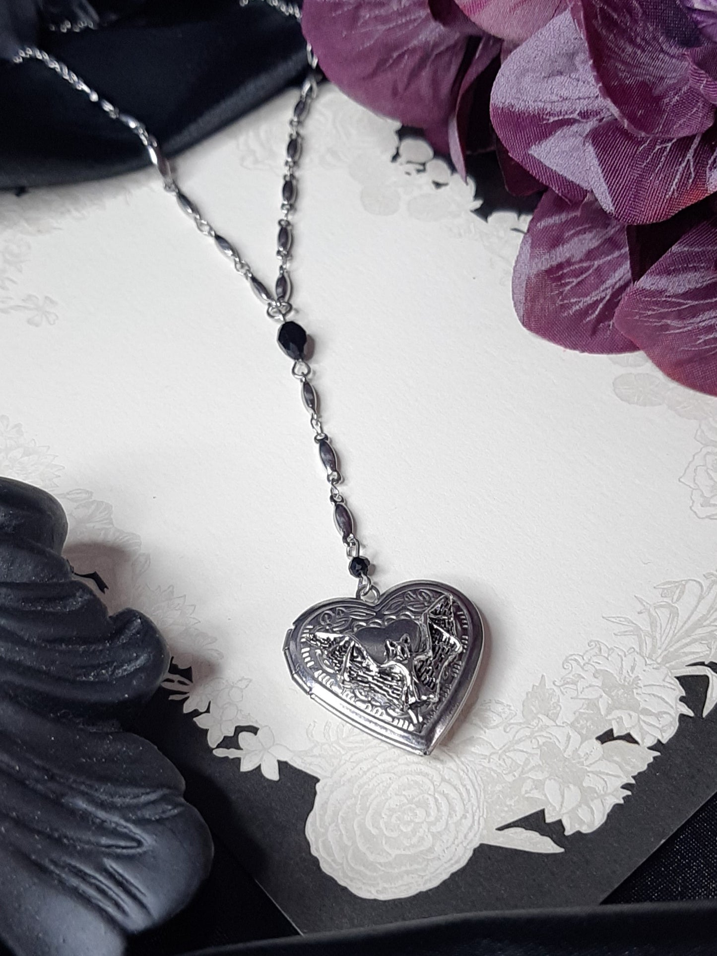 // PREORDER // Bat heart locket necklace