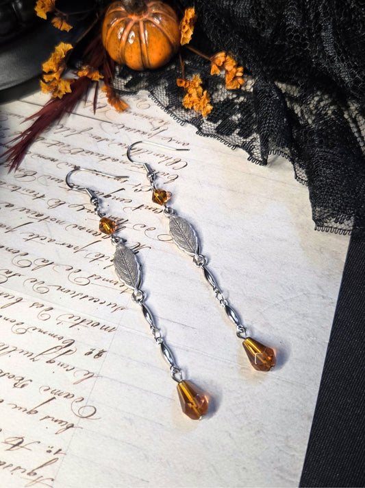 Leaf amber earrings