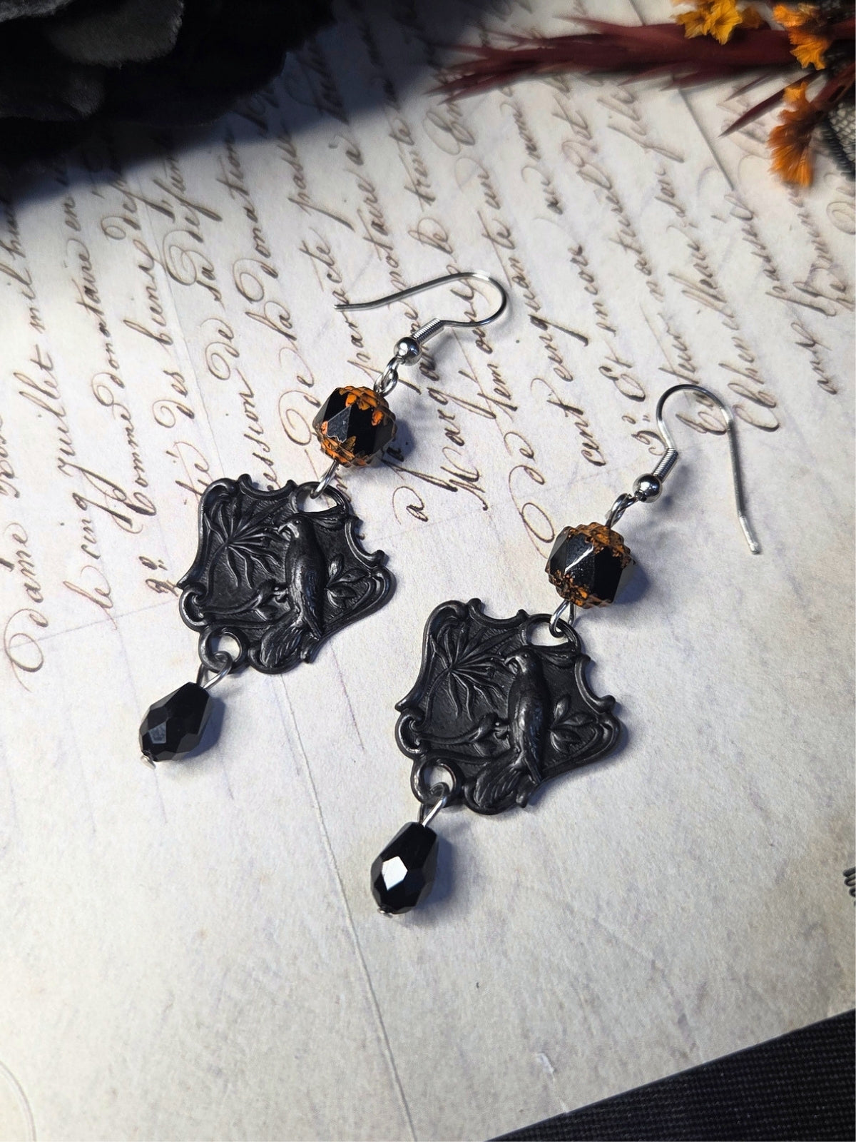Mourning bird earrings