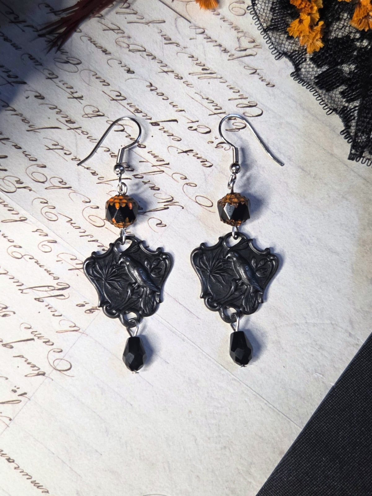 Mourning bird earrings