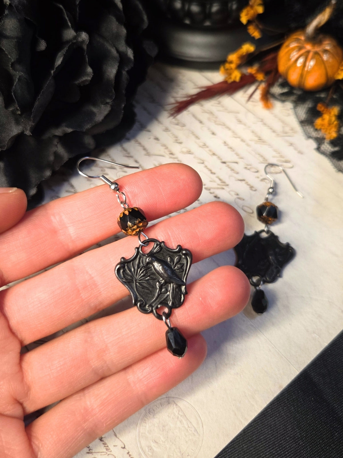 Mourning bird earrings