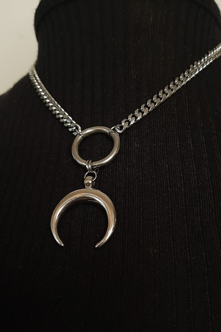ECLIPSE - Crescent moon ring necklace