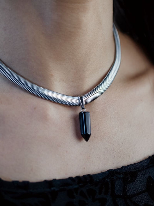 HEX snake chain onyx necklace