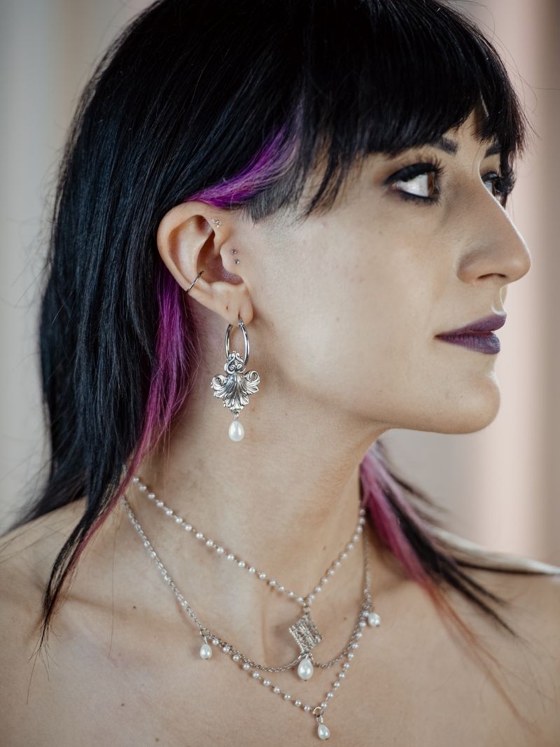 LUSTER filigree pearl hoops