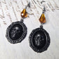 Black skull cameo earrings