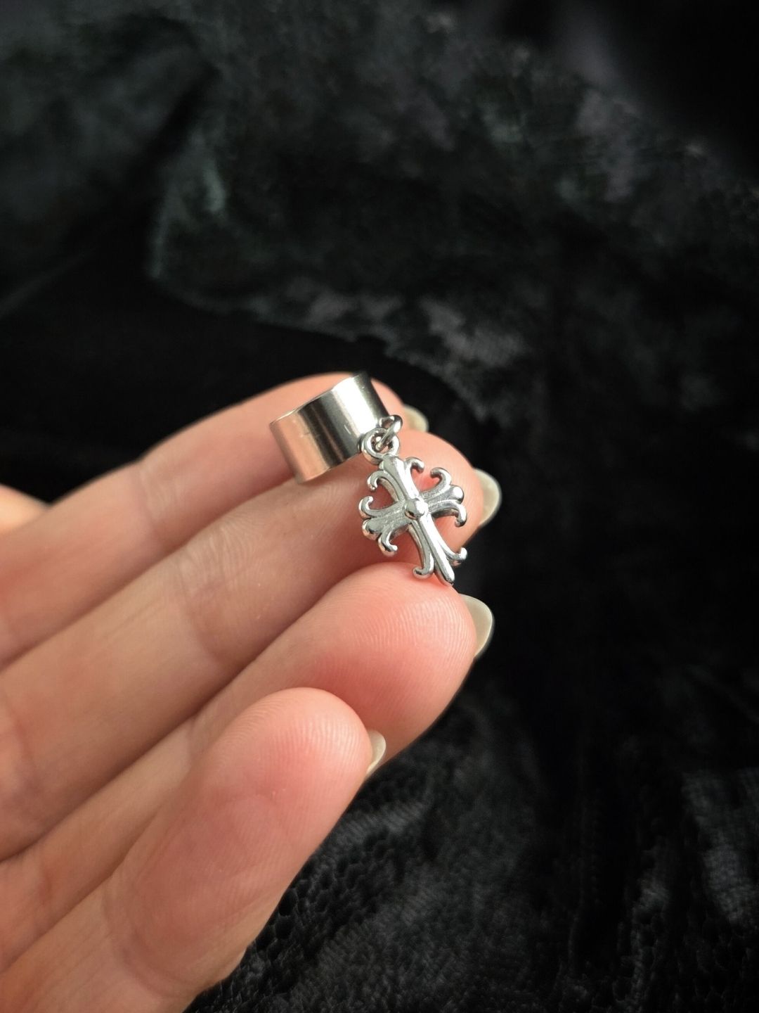 Gothic cross ear cuff