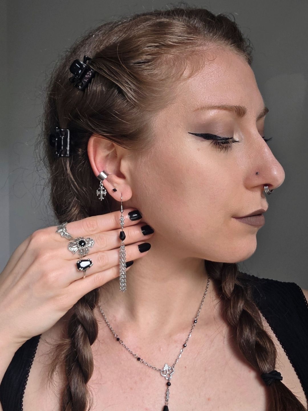 Gothic cross ear cuff