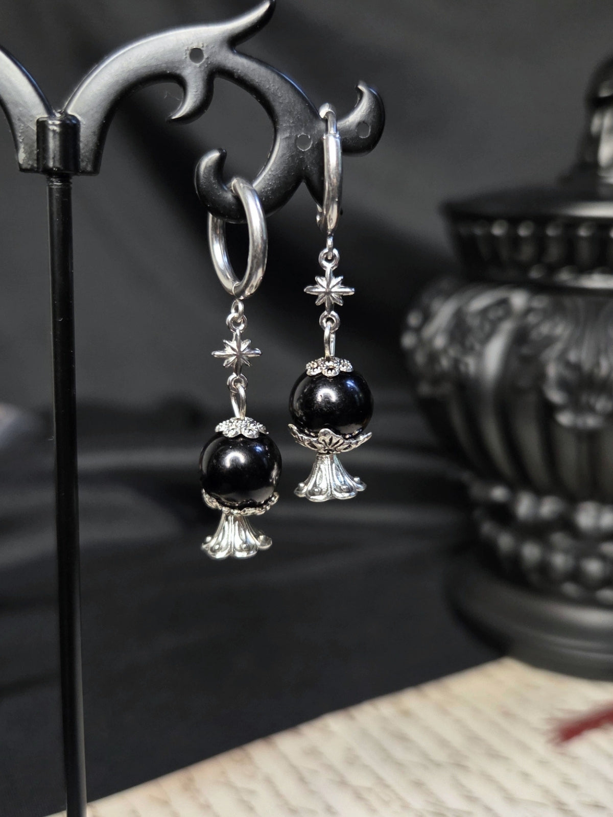 Crystal ball clicker earrings
