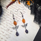 Purple orange bat earrings