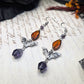 Purple orange bat earrings