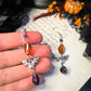 Purple orange bat earrings