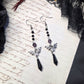 Purple black bat earrings