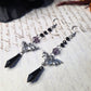Purple black bat earrings