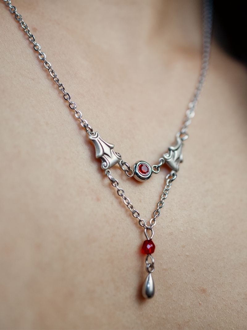 SANGUINE red gothic drop necklace