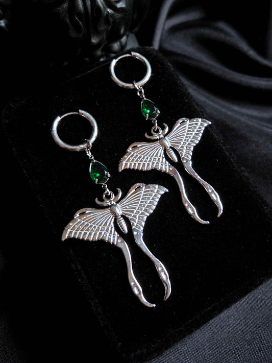 NOCTURNA Moth earrings -green