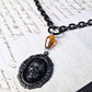Black skull cameo necklace