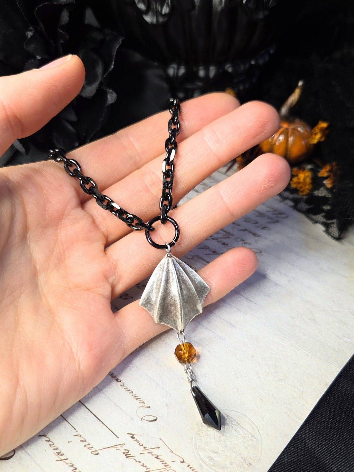 Bat wing necklace