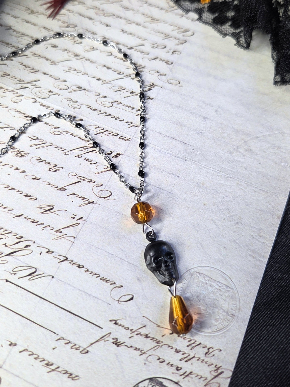 Skull orange necklace