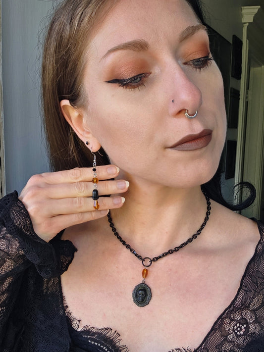 Floral amber earrings
