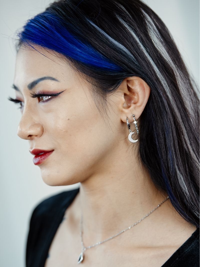 Luna  stainless moon clicker earrings