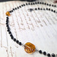 Black orange leaf choker