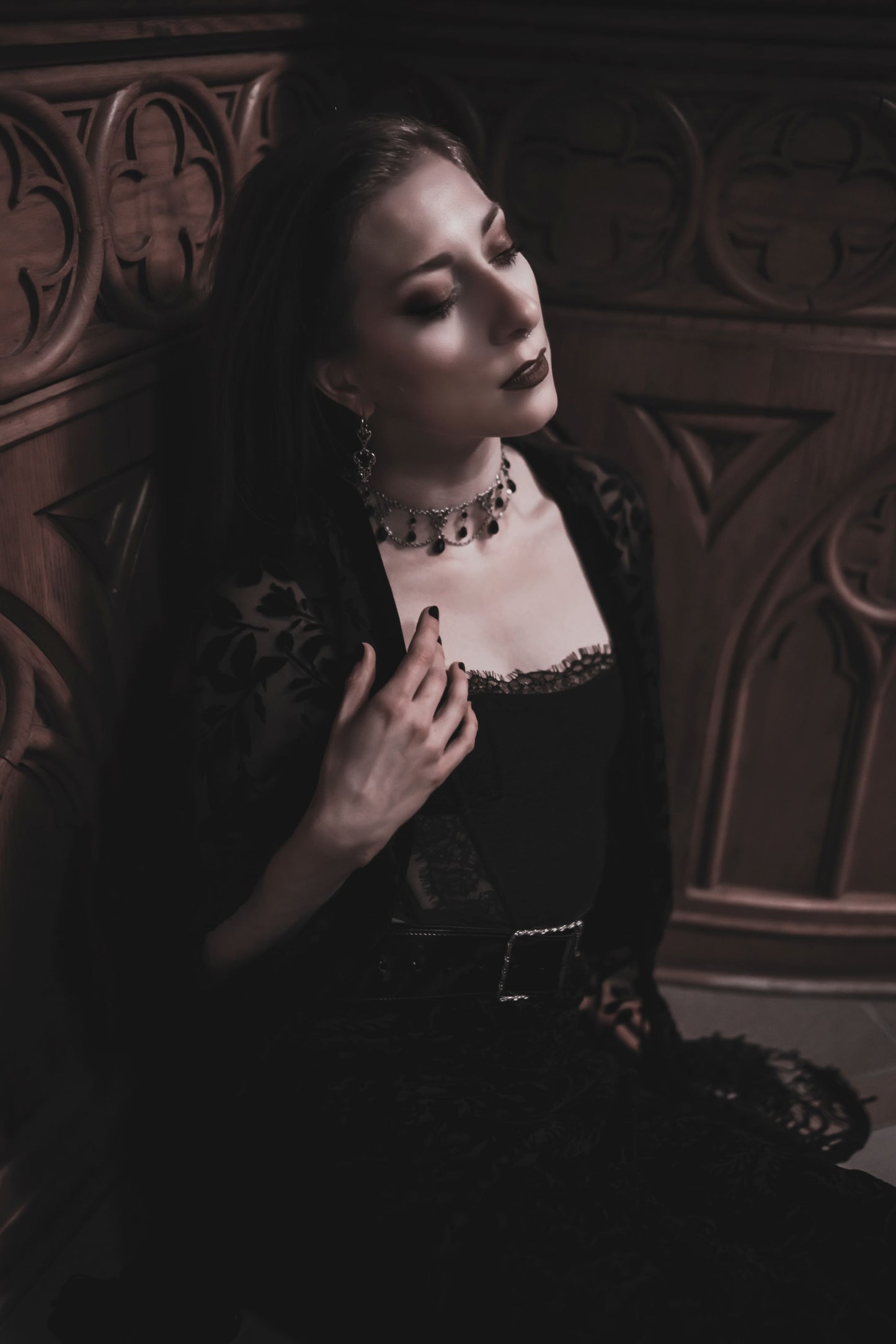 Midnight Veil - Black cascade necklace