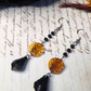 Leaf amber black earrings