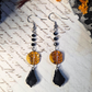 Leaf amber black earrings