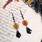 Leaf amber black earrings