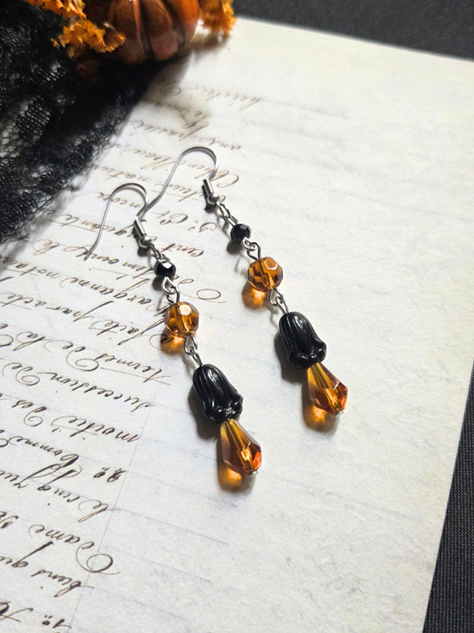 Floral amber earrings