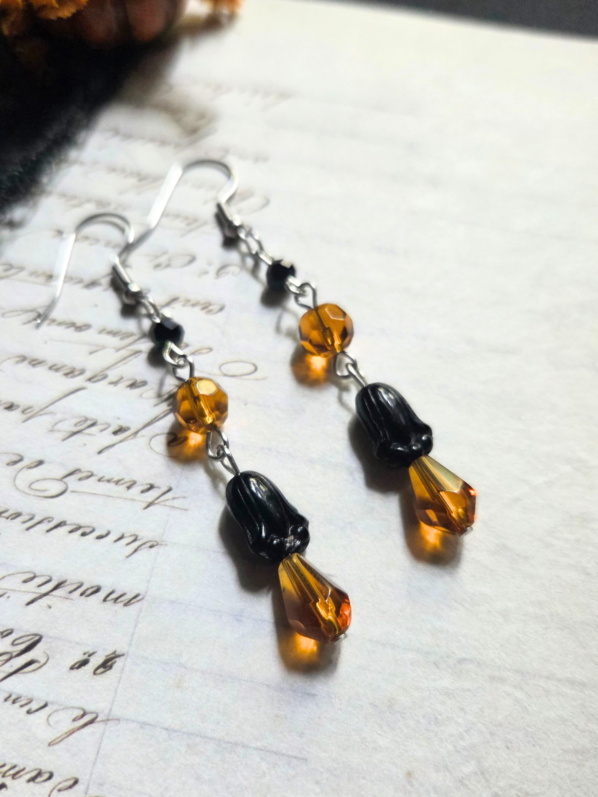 Floral amber earrings