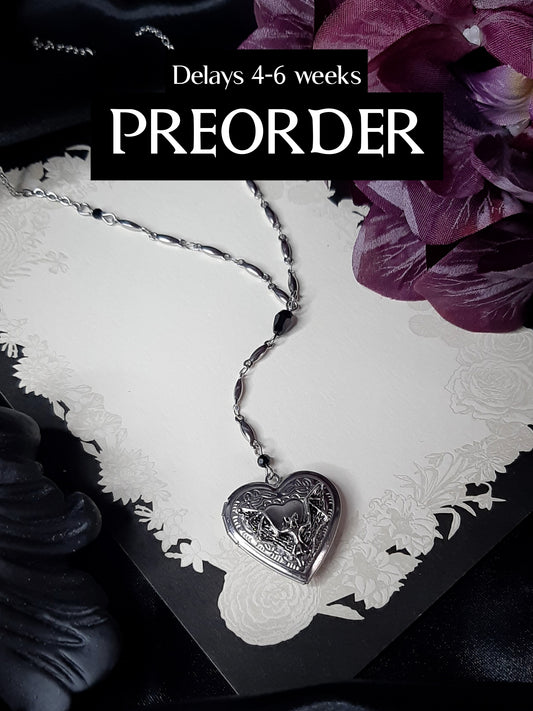 // PREORDER // Bat heart locket necklace