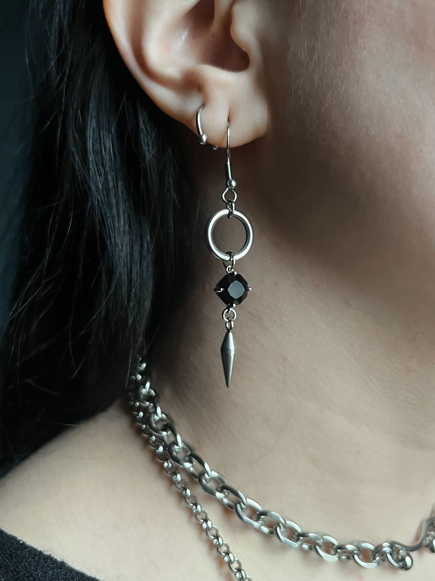 FORCE - O'ring spike earrings - 𝖔𝖓𝖊 𝖑𝖊𝖋𝖙 !