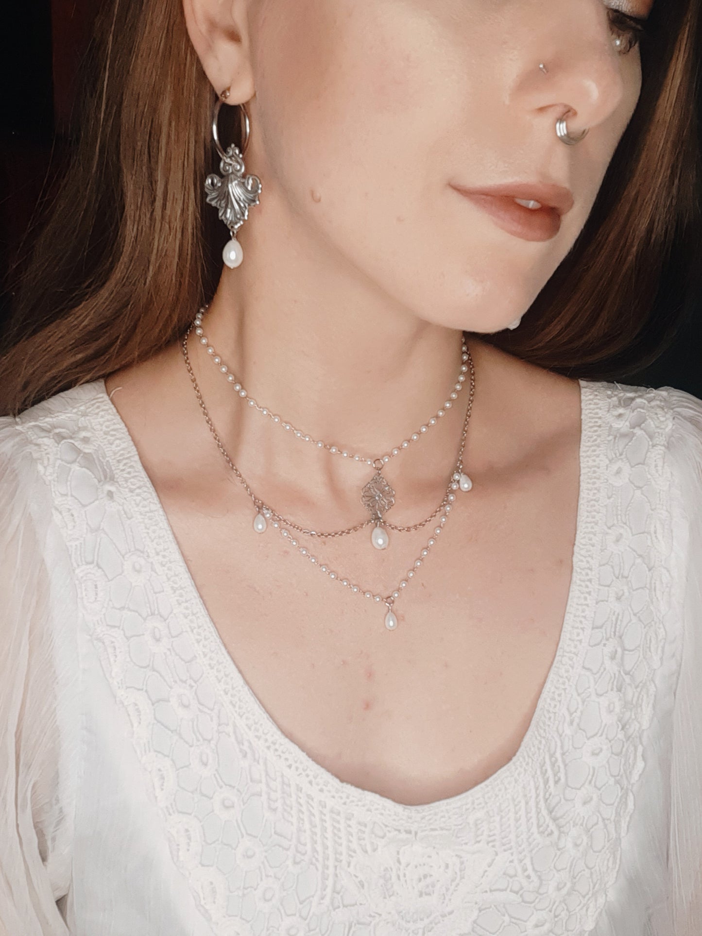 LUSTER - Filigree pearl hoops, 2 𝖑𝖊𝖋𝖙 !